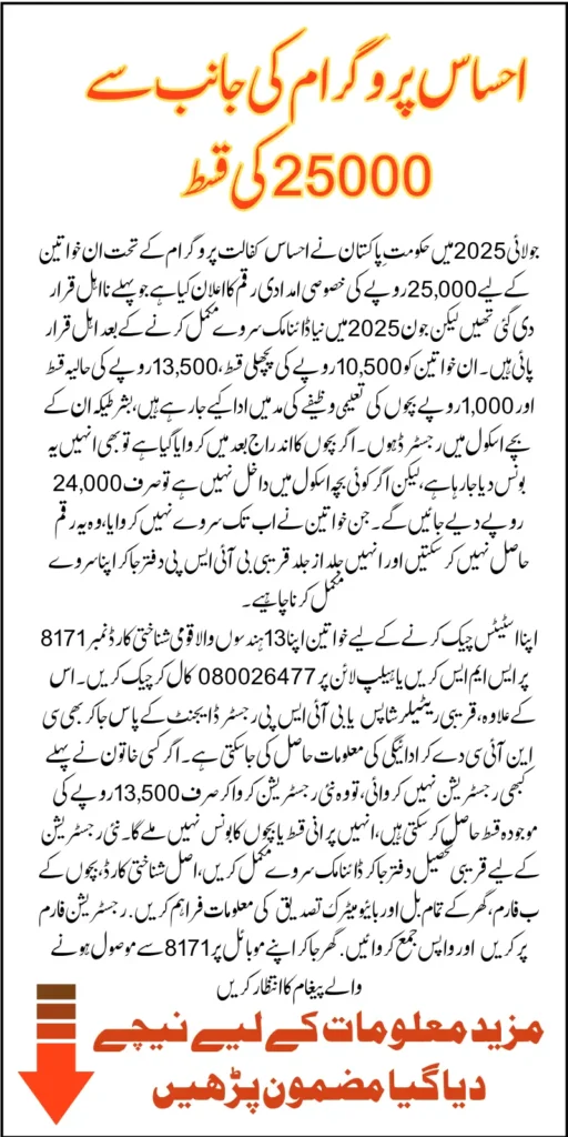 Ehsaas Program 25000 CNIC Check 2025