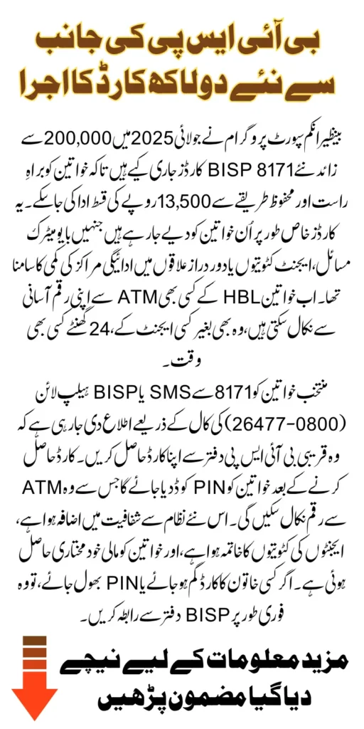BISP 8171 New Card Launch: Over 200,000 Beneficiaries to Receive Rs. 13,500 via ATM – Full Details